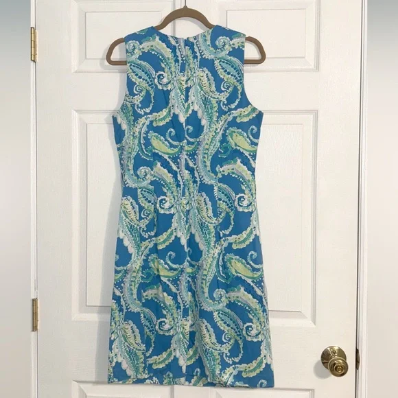 J. McLaughlin Blue Paisley Sleeveless Sheath Dress - Picture 6 of 7